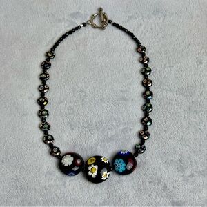 Black Glass Beaded Necklace